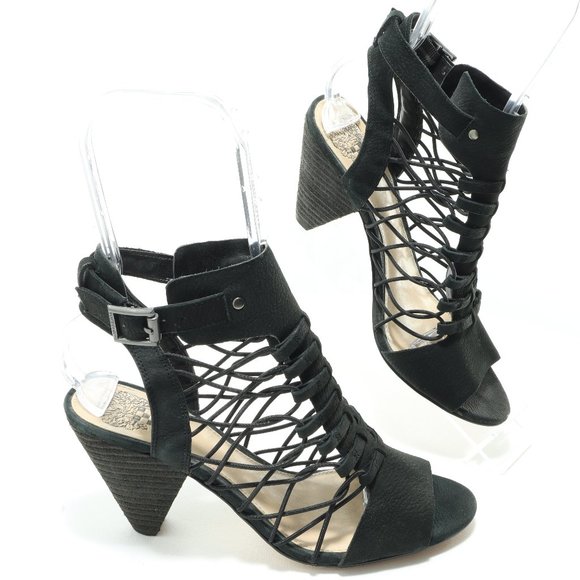 Vince Camuto Shoes - - VINCE CAMUTO Bondage Evel Caged Black Heel US 8m EU38 | LIKE NEW